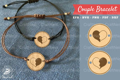 Heart Laser Cut Couple Bracelet SVG Bundle - CraftNest - Digital Crafting and Art