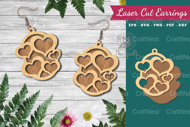 Heart Laser Cut Earrings Design Bundle - CraftNest - Digital Crafting and Art