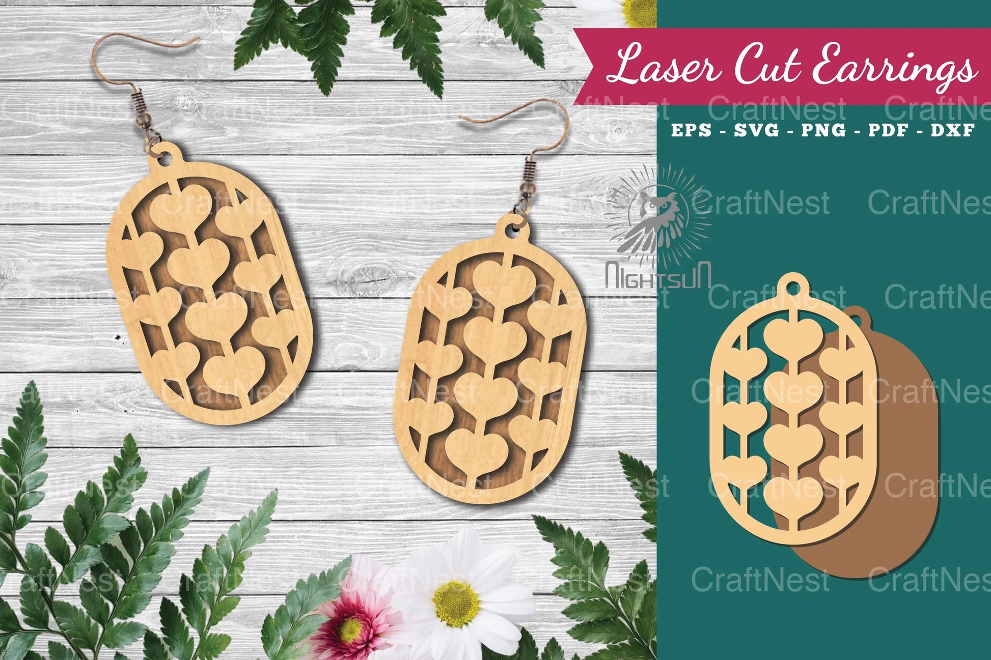 Heart Laser Cut Earrings Design Bundle - CraftNest - Digital Crafting and Art