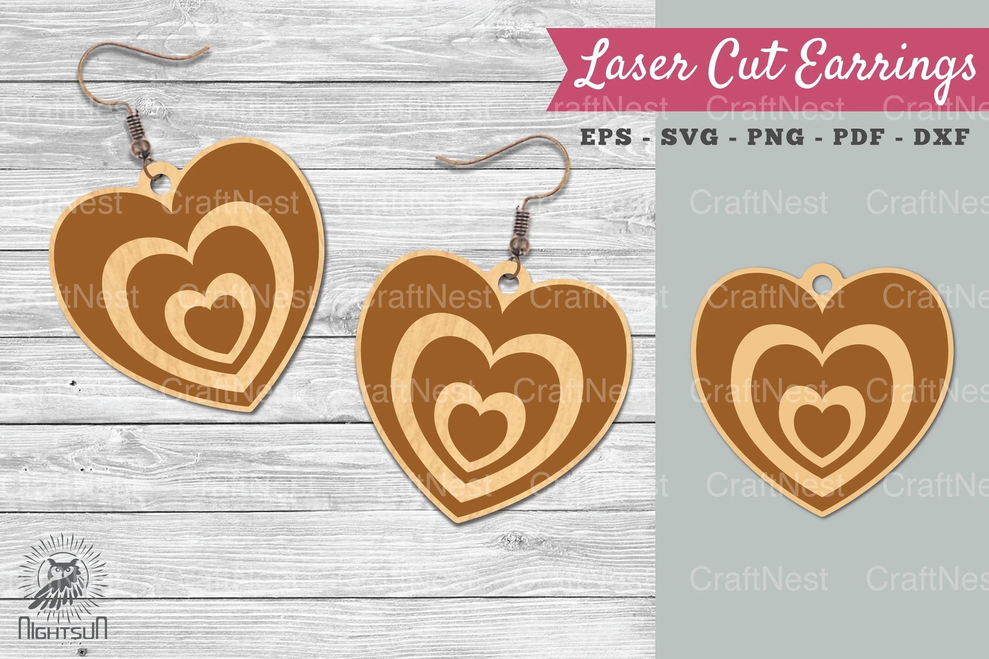 Heart Laser Cut Earrings SVG Bundle - CraftNest - Digital Crafting and Art