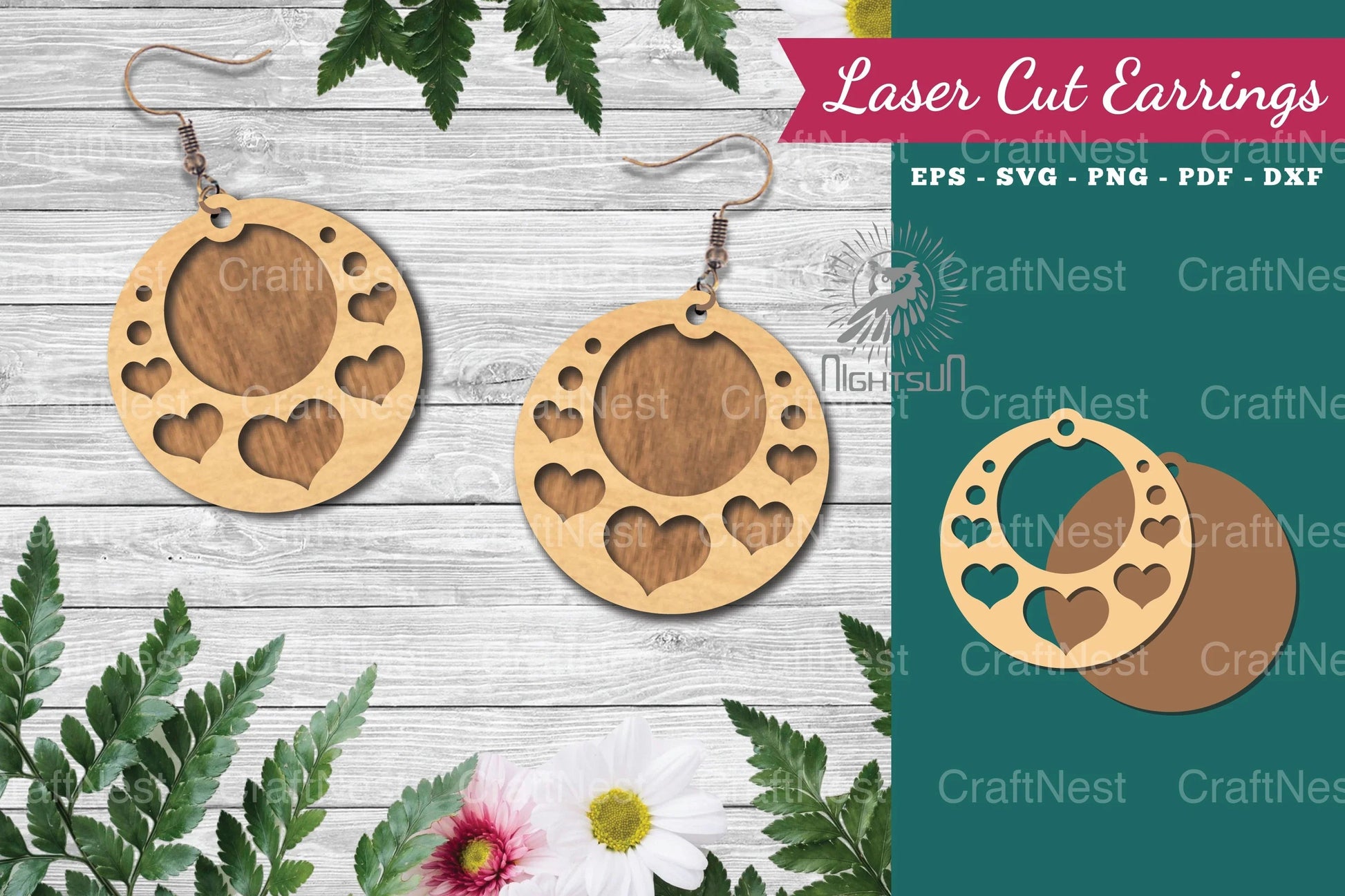 Heart Laser Cut Earrings Design Bundle - CraftNest - Digital Crafting and Art