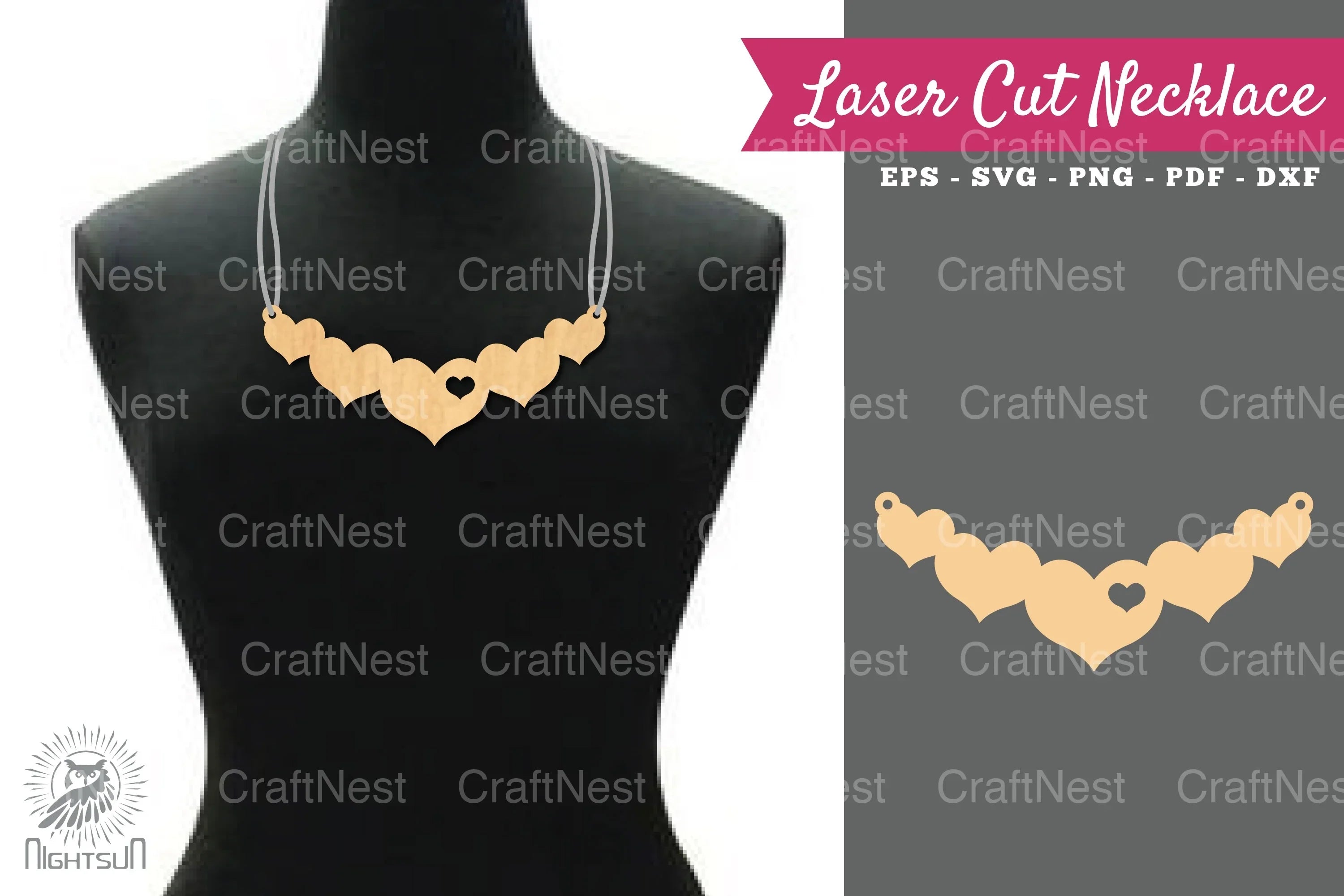 Heart Laser Cut Necklace Design SVG Bundle - CraftNest - Digital Crafting and Art