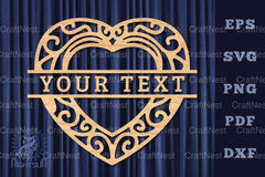 Heart Lasercut Split Monogram SVG Bundle - CraftNest - Digital Crafting and Art