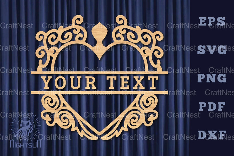 Heart Lasercut Split Monogram SVG Bundle - CraftNest - Digital Crafting and Art