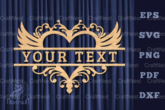 Heart Lasercut Split Monogram SVG Bundle - CraftNest - Digital Crafting and Art