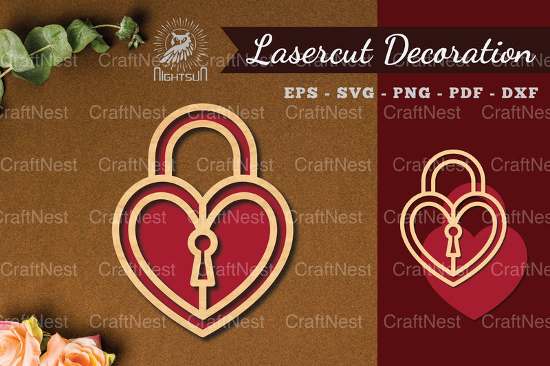 Heart Lock Laser Cut Decoration Clipart Bundle - CraftNest - Digital Crafting and Art