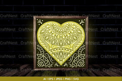 Heart Mandala 3D Layered Papercut Clipart Bundle - CraftNest - Digital Crafting and Art
