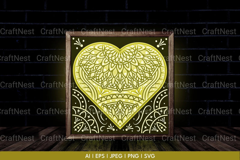 Heart Mandala 3D Layered Papercut Clipart Bundle - CraftNest - Digital Crafting and Art