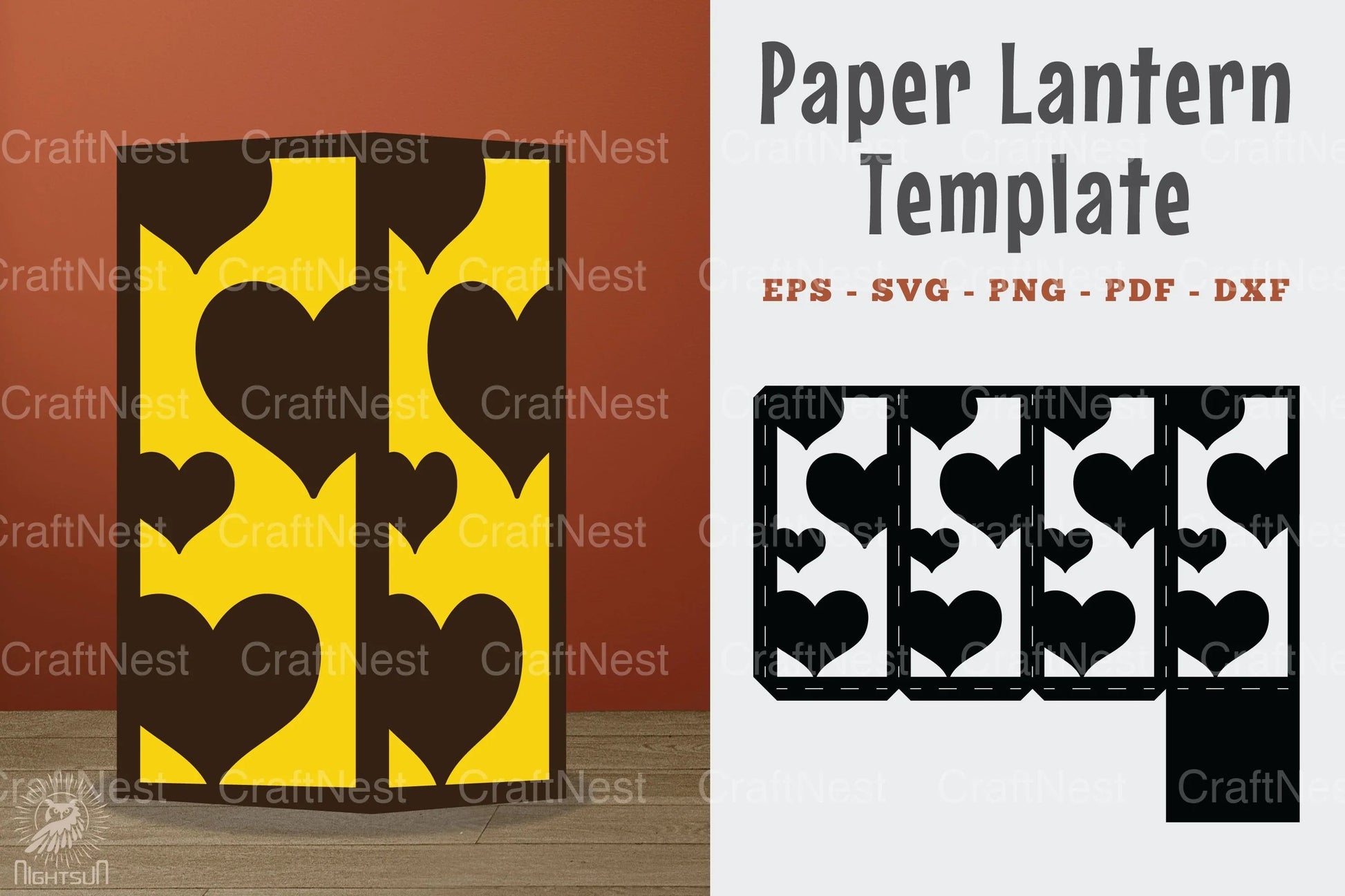 Heart Papercut Lantern Template - SVG Bundle - CraftNest - Digital Crafting and Art