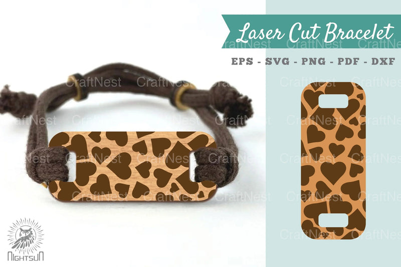 Heart Pattern Laser Cut Bracelet Design Bundle - CraftNest - Digital Crafting and Art