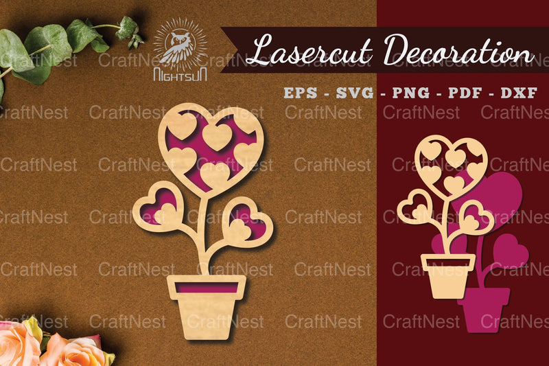Heart Plant Laser Cut Decoration Clipart Bundle - CraftNest - Digital Crafting and Art