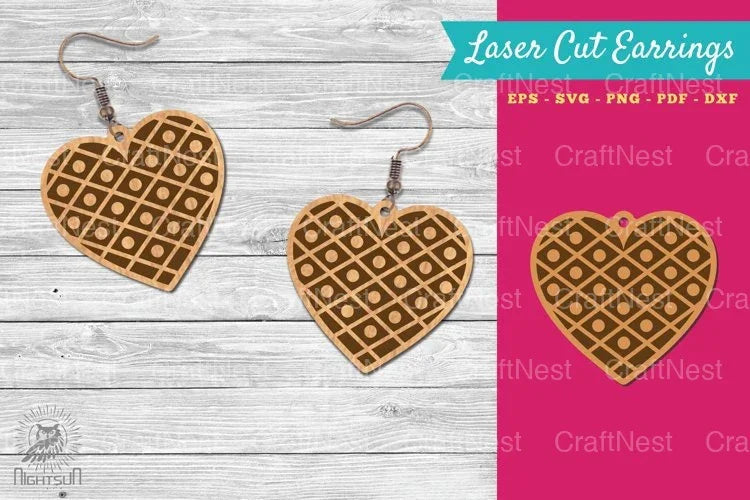 Heart Shape Lasercut Earrings SVG Bundle - CraftNest - Digital Crafting and Art