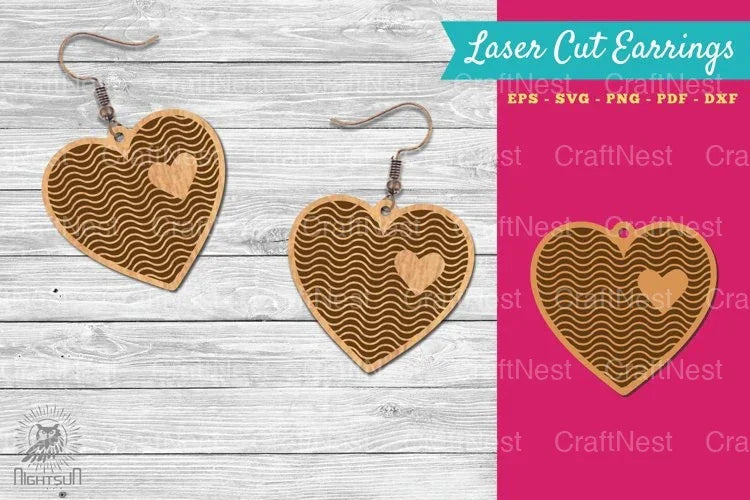 Heart Shape Lasercut Earrings SVG Bundle - CraftNest - Digital Crafting and Art