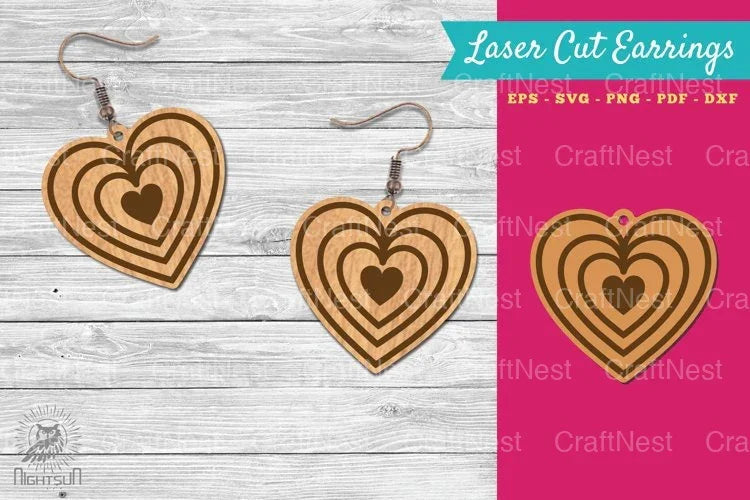 Heart Shape Lasercut Earrings SVG Bundle - CraftNest - Digital Crafting and Art
