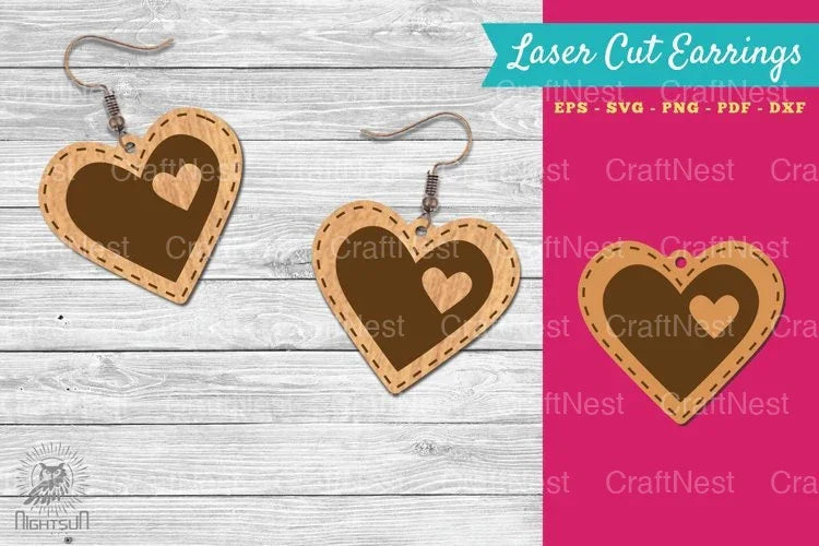 Heart Shape Lasercut Earrings Clipart Bundle - CraftNest - Digital Crafting and Art
