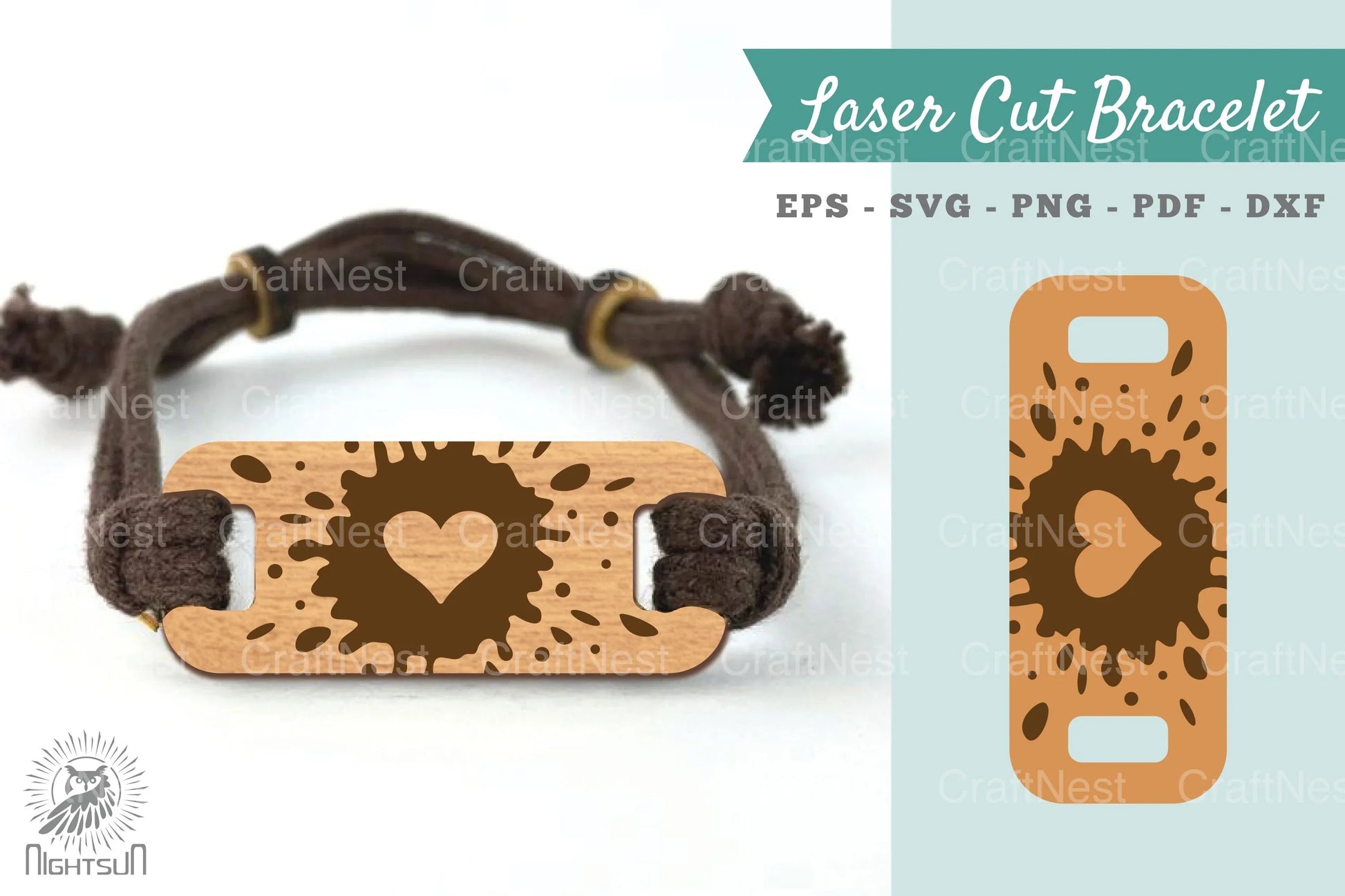 Heart Splash Laser Cut Bracelet Design Bundle - CraftNest - Digital Crafting and Art
