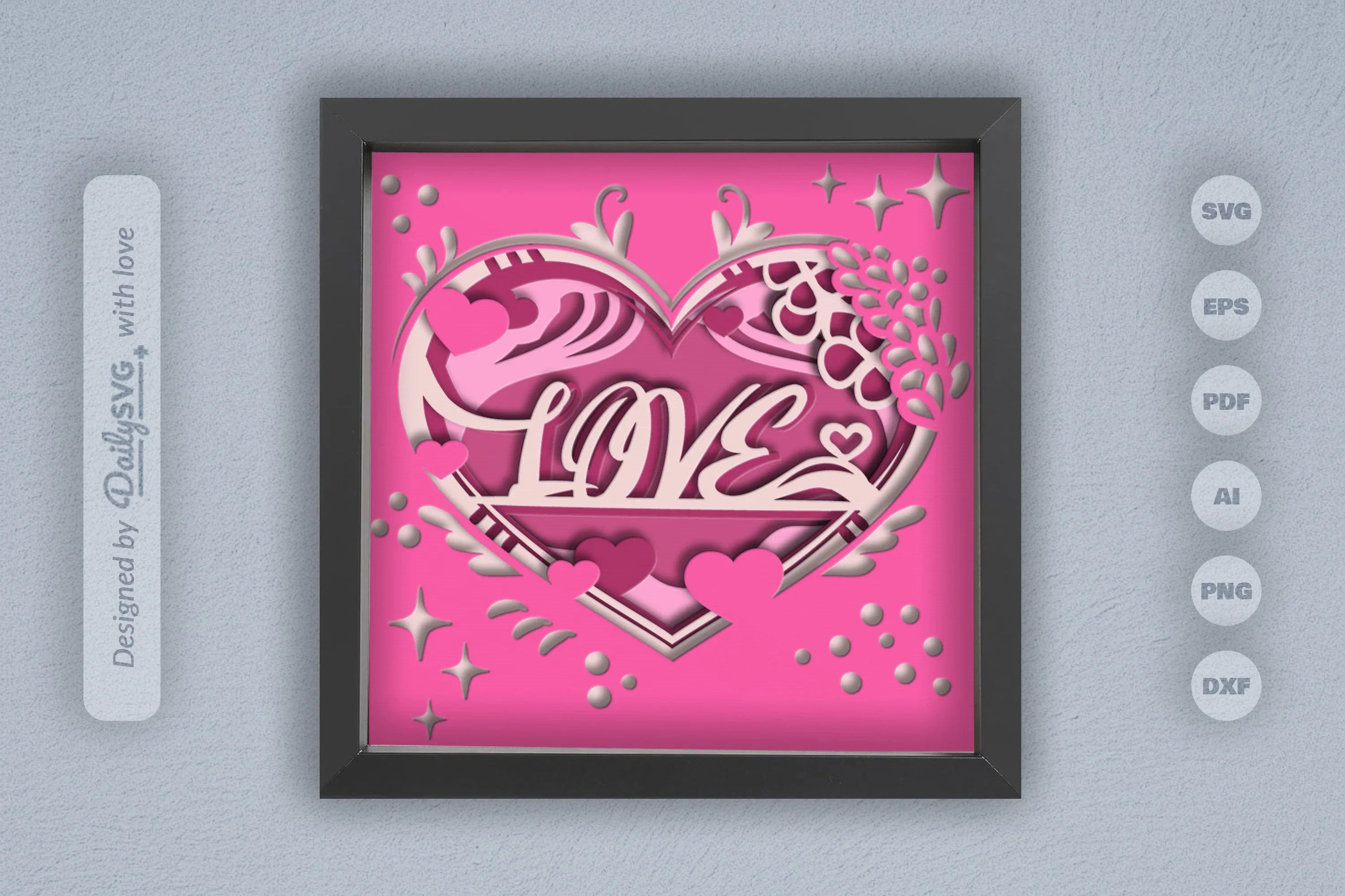 Heart Valentine Papercut Shadow Box SVG Bundle - CraftNest - Digital Crafting and Art