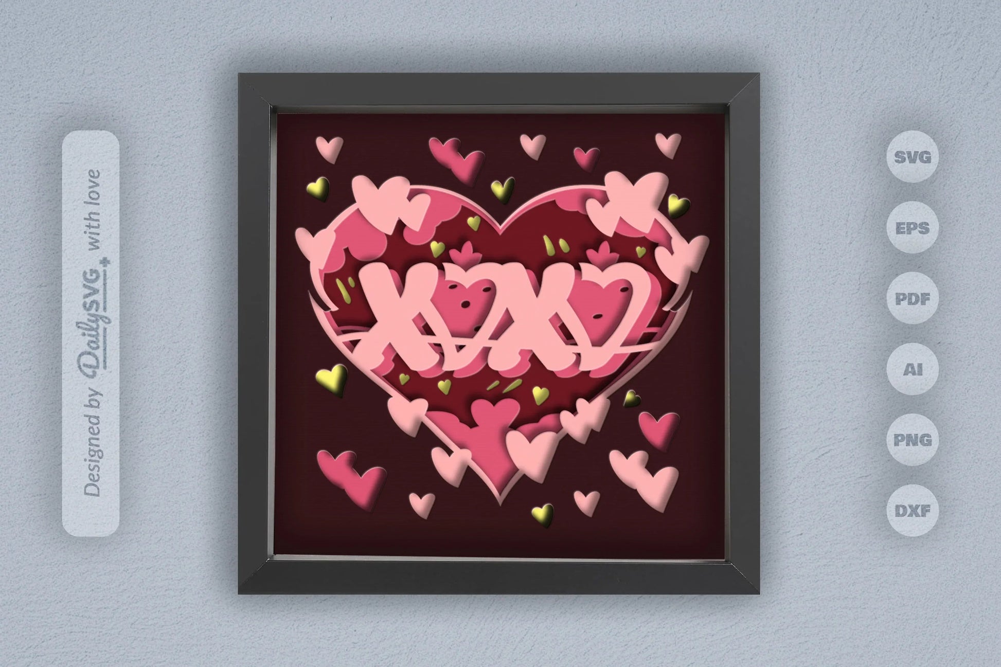Heart Xoxo Valentine Papercut SVG Bundle - CraftNest - Digital Crafting and Art