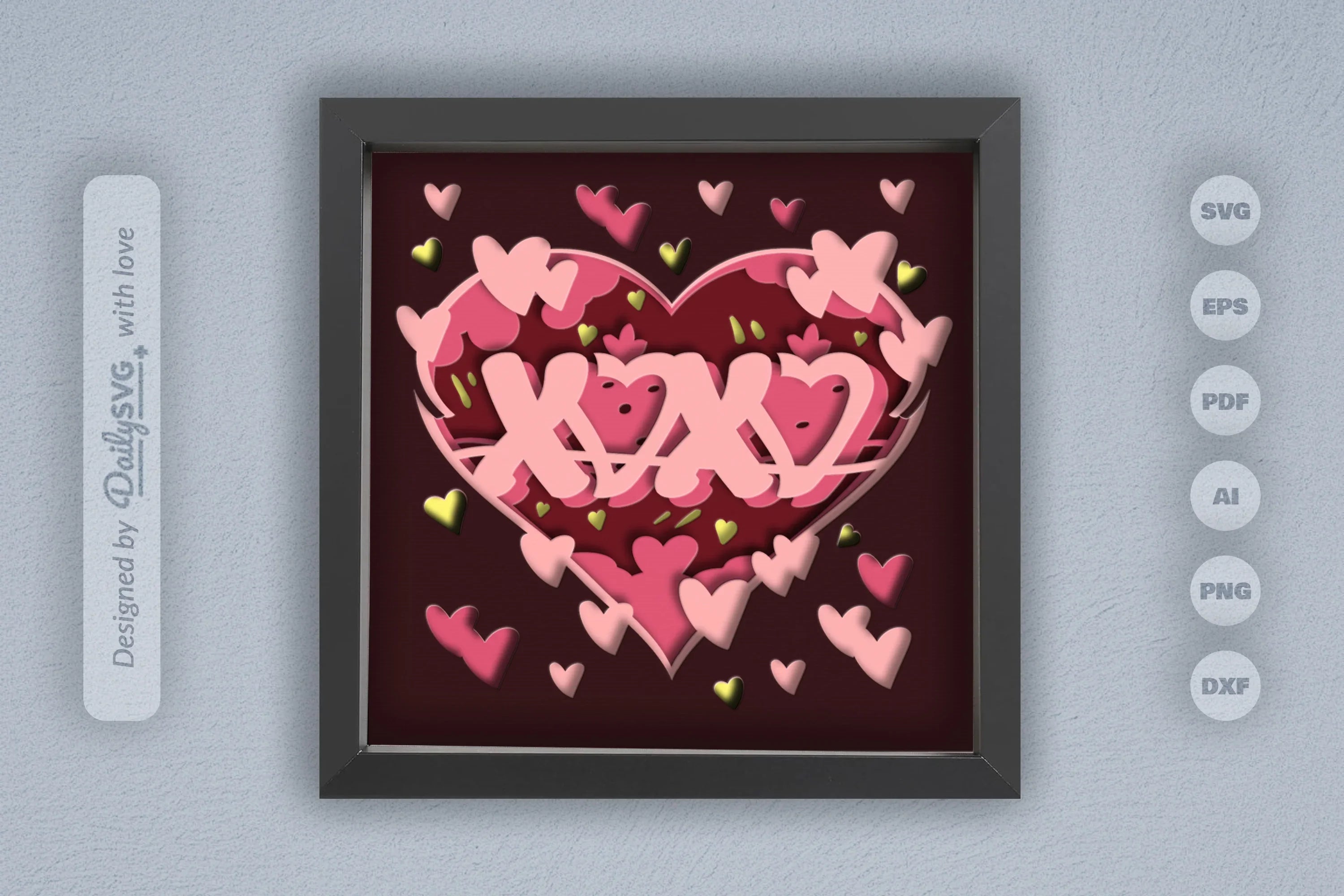 Heart Xoxo Valentine Papercut SVG Bundle - CraftNest - Digital Crafting and Art