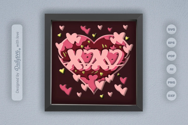 Heart Xoxo Valentine Papercut SVG Bundle - CraftNest - Digital Crafting and Art