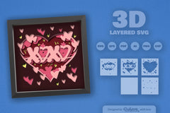 Heart Xoxo Valentine Papercut SVG Bundle - CraftNest - Digital Crafting and Art