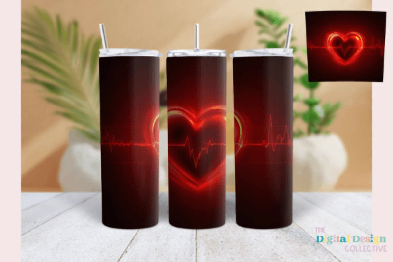Heartbeat Cardiogram Tumbler Wrap Bundle - CraftNest - Digital Crafting and Art