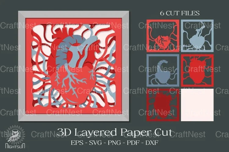 Heartbeat 3D Layered Paper Cut Clipart Bundle - CraftNest - Digital Crafting and Art