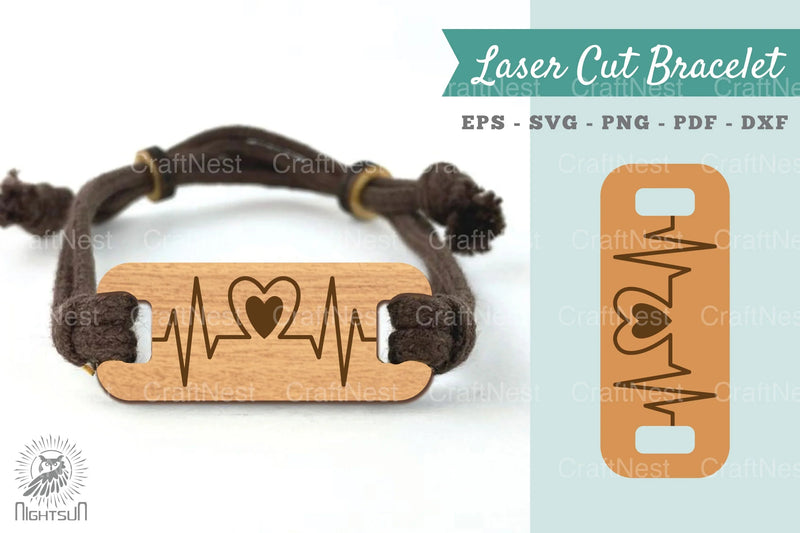 Heartbeat Laser Cut Bracelet Design Bundle - CraftNest - Digital Crafting and Art
