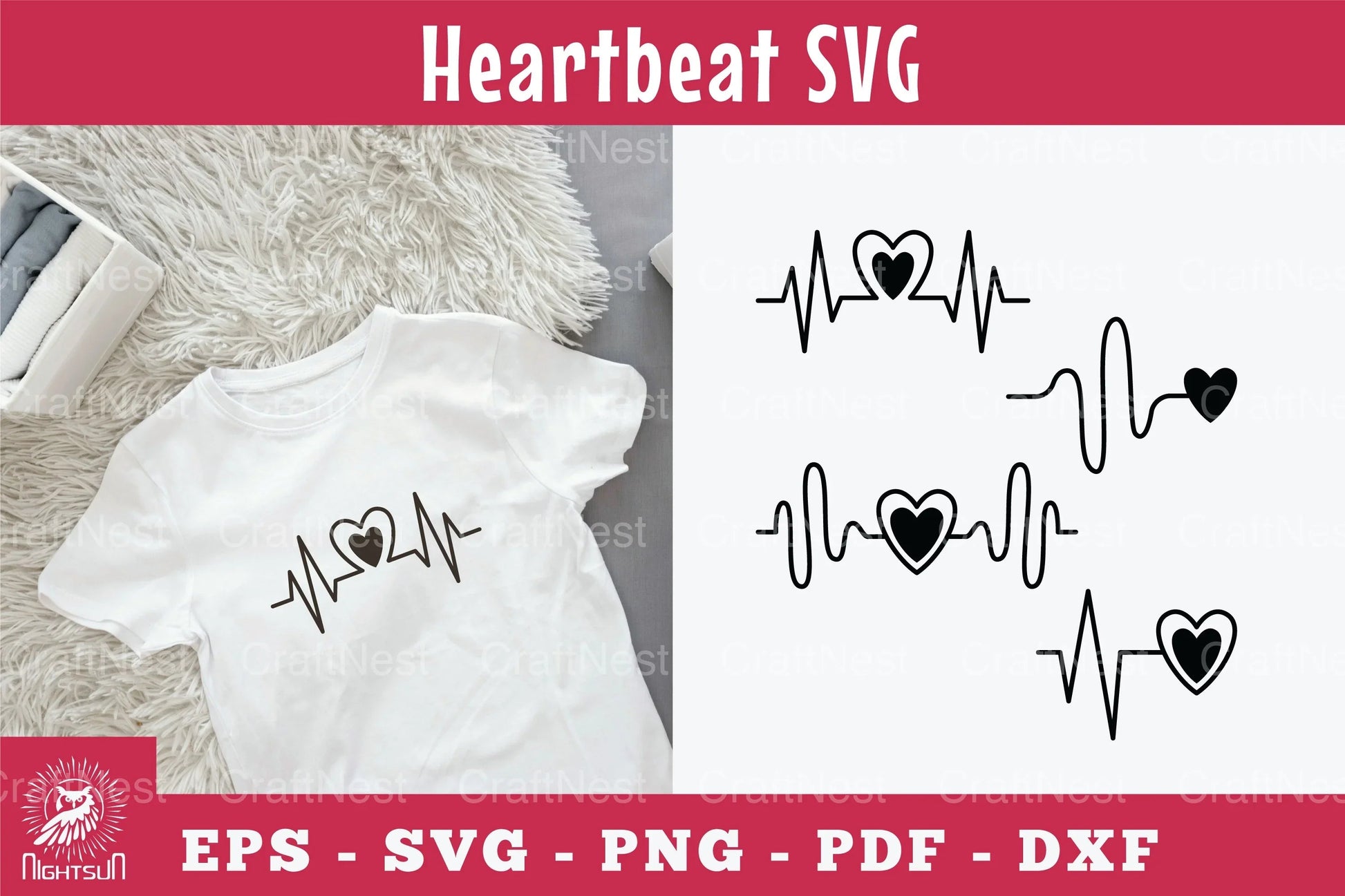 Heartbeat Silhouette Heart Design Clipart Bundle - CraftNest - Digital Crafting and Art