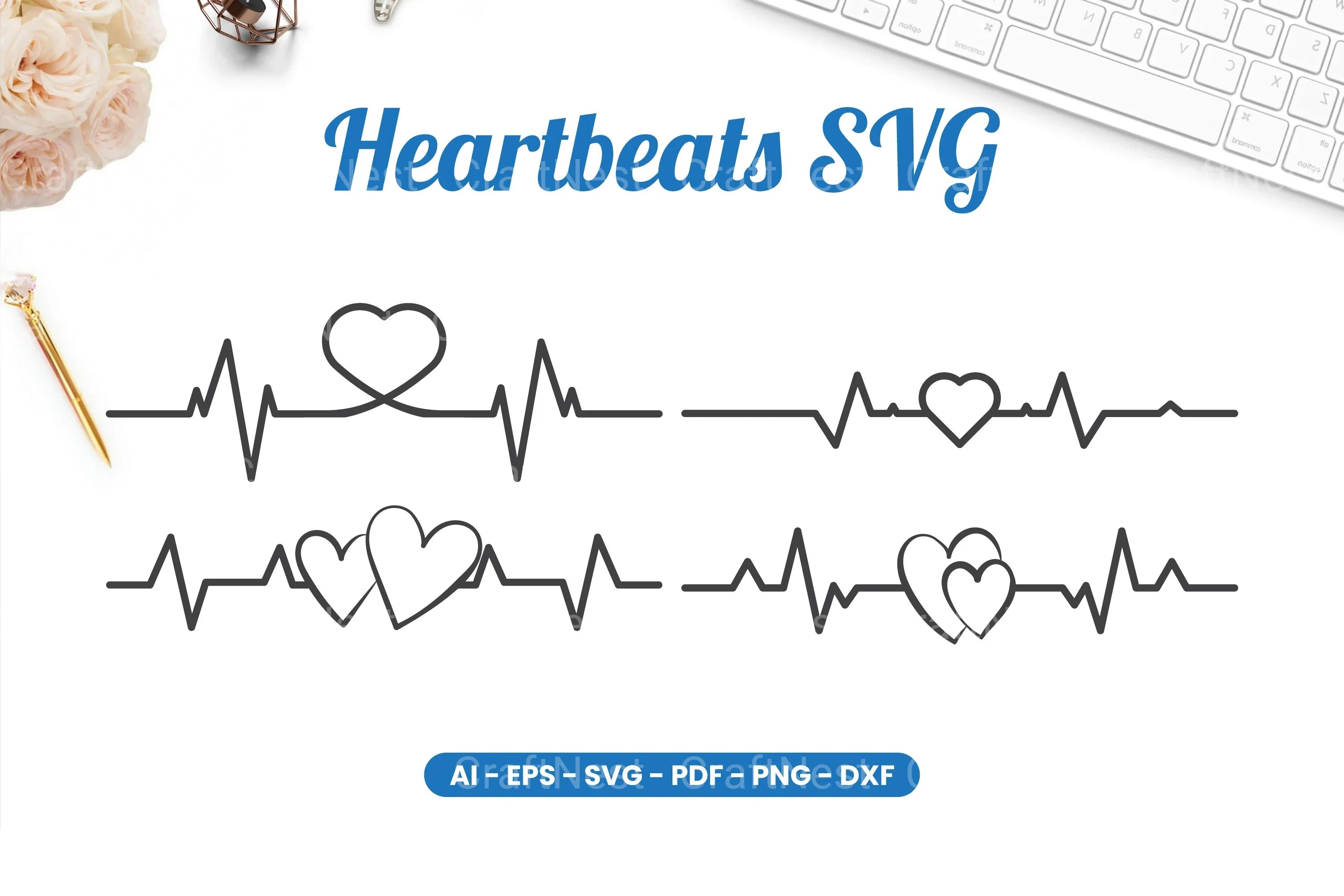 Heartbeats SVG Bundle - CraftNest - Digital Crafting and Art