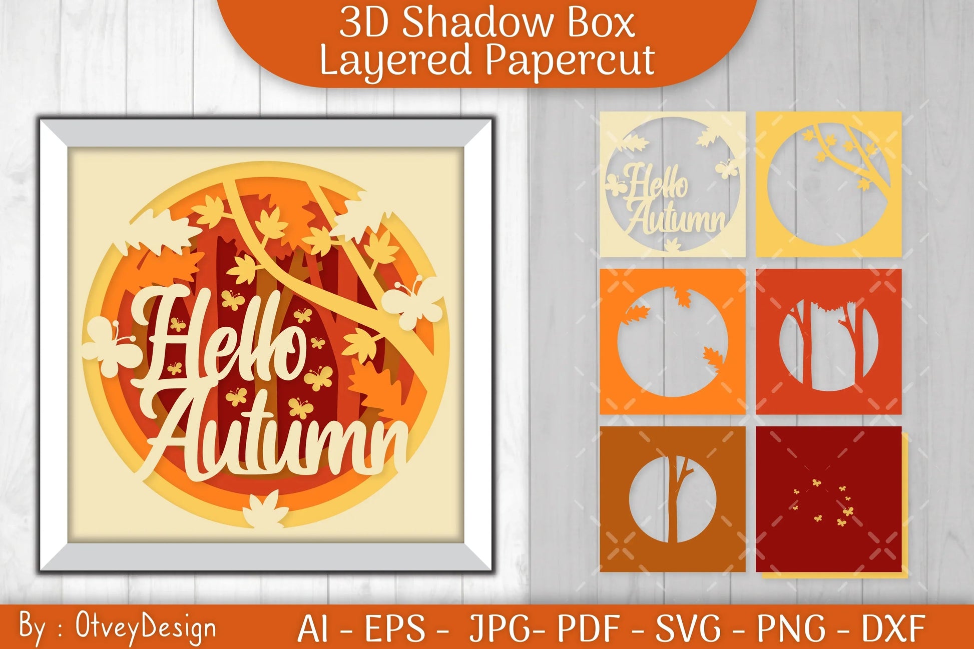 Hello Autumn 3D Layered Shadow Box SVG Bundle - CraftNest - Digital Crafting and Art