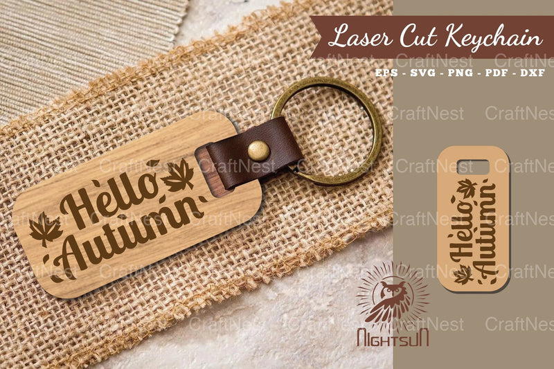 Hello Autumn Laser Cut Keychain Design - CraftNest - Digital Crafting and Art