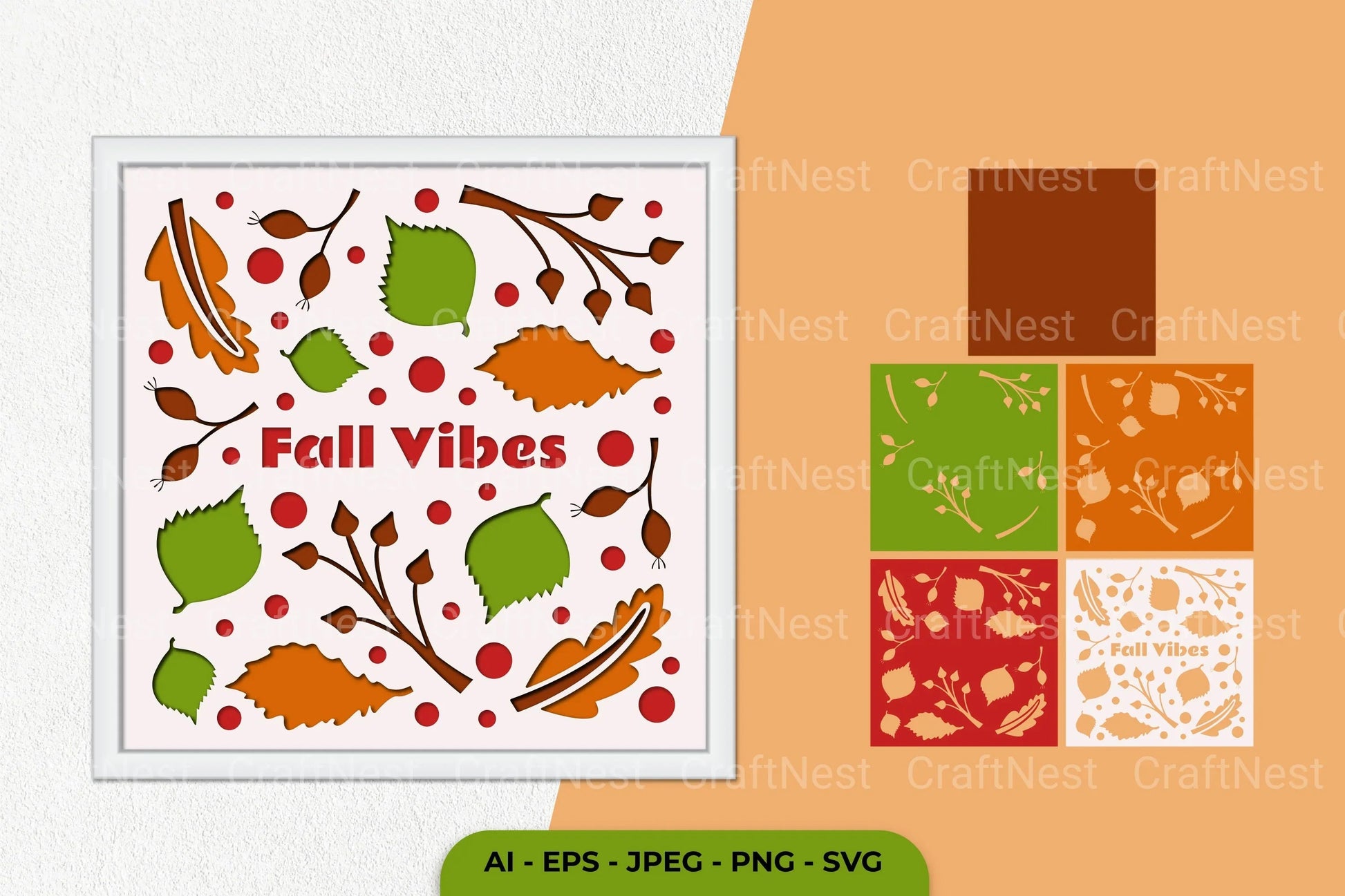 Hello Fall Folk Art Layered Papercut Clipart Bundle - CraftNest - Digital Crafting and Art