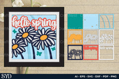 Hello Spring 3D Layered Papercut SVG Bundle - CraftNest - Digital Crafting and Art