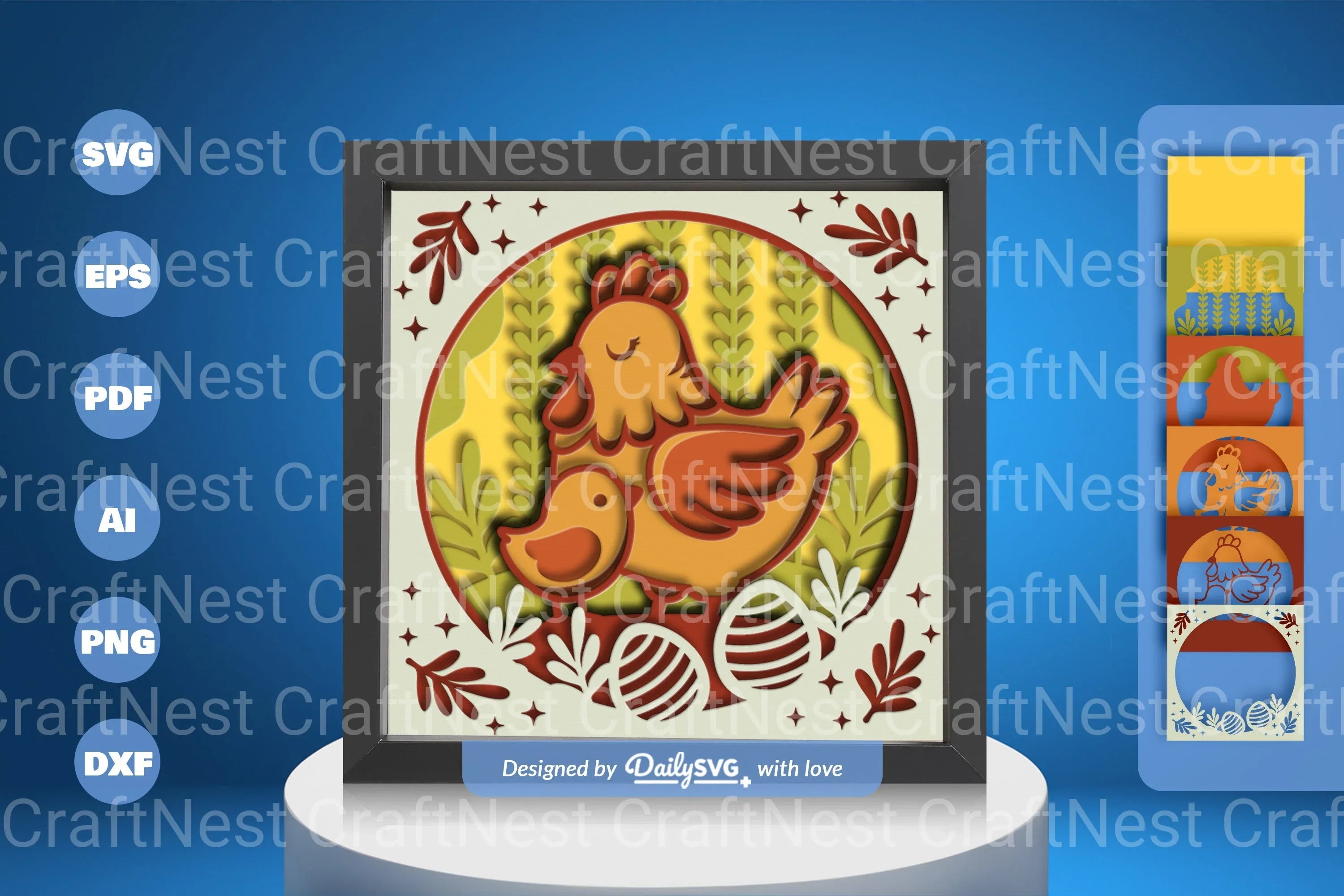 Hen and Chick Papercut SVG Bundle