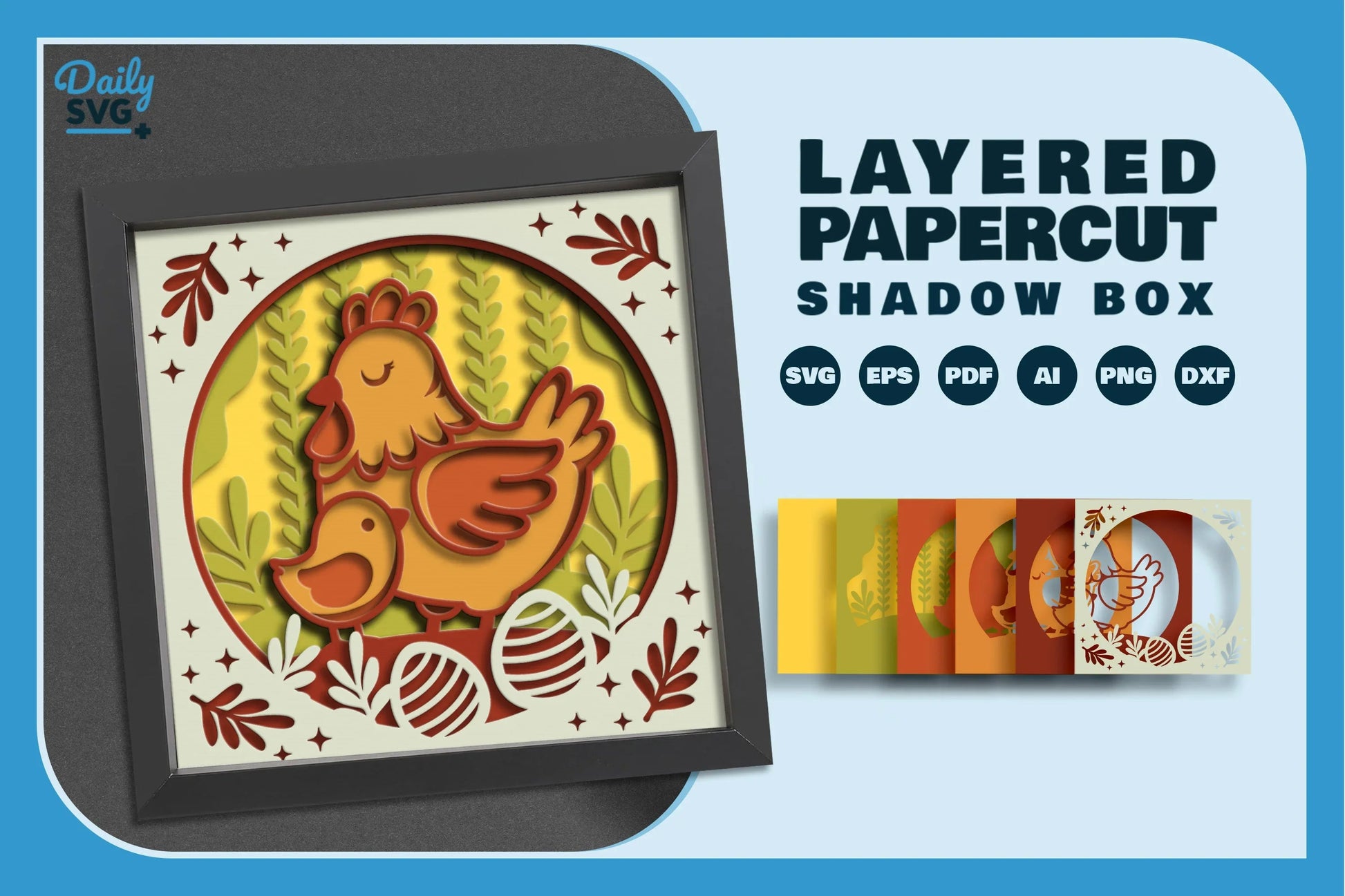 Hen and Chick Papercut SVG Bundle - CraftNest - Digital Crafting and Art