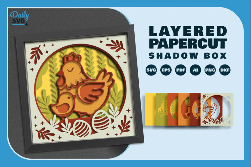 Hen and Chick Papercut SVG Bundle - CraftNest - Digital Crafting and Art