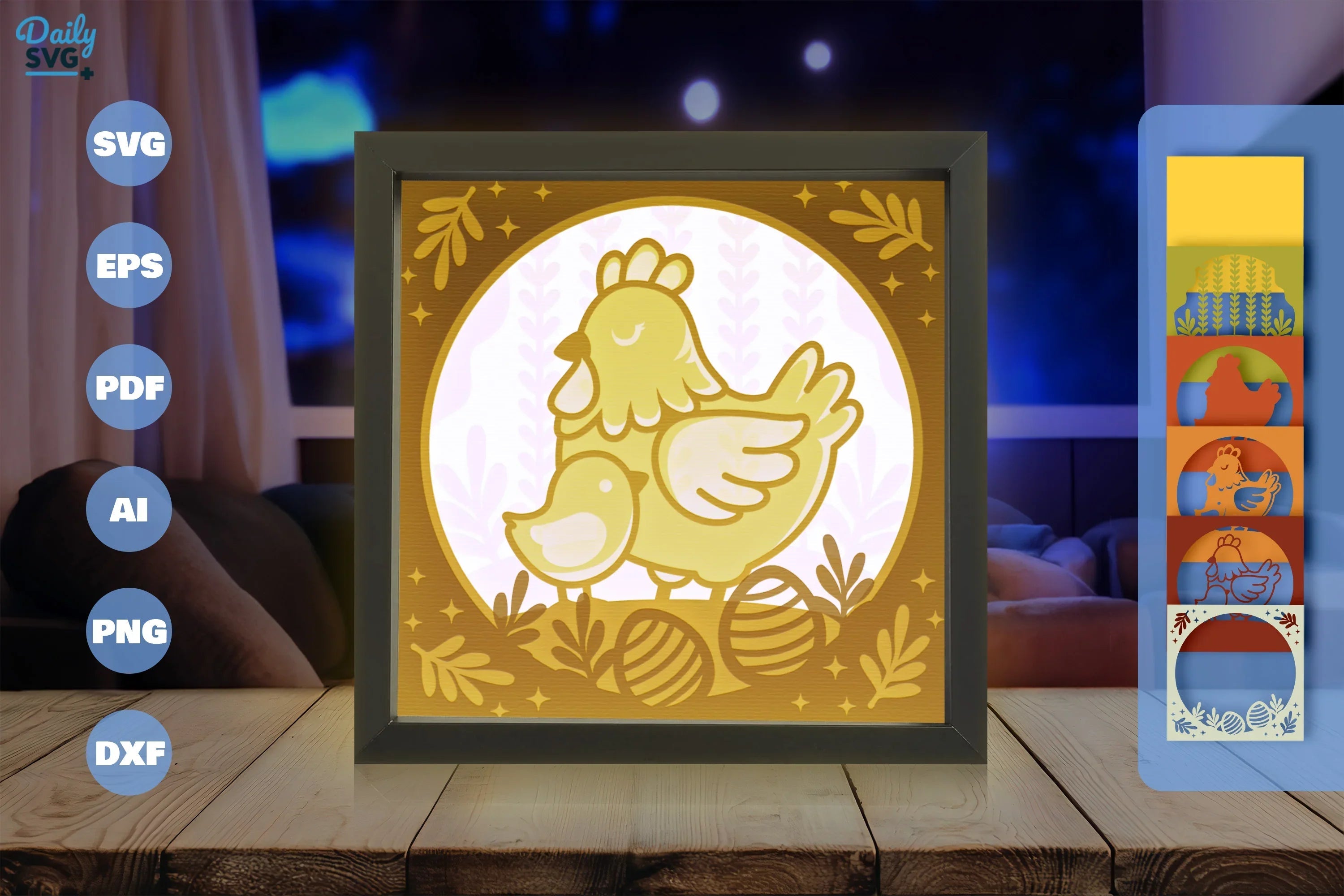 Hen and Chick Papercut SVG Bundle - CraftNest - Digital Crafting and Art