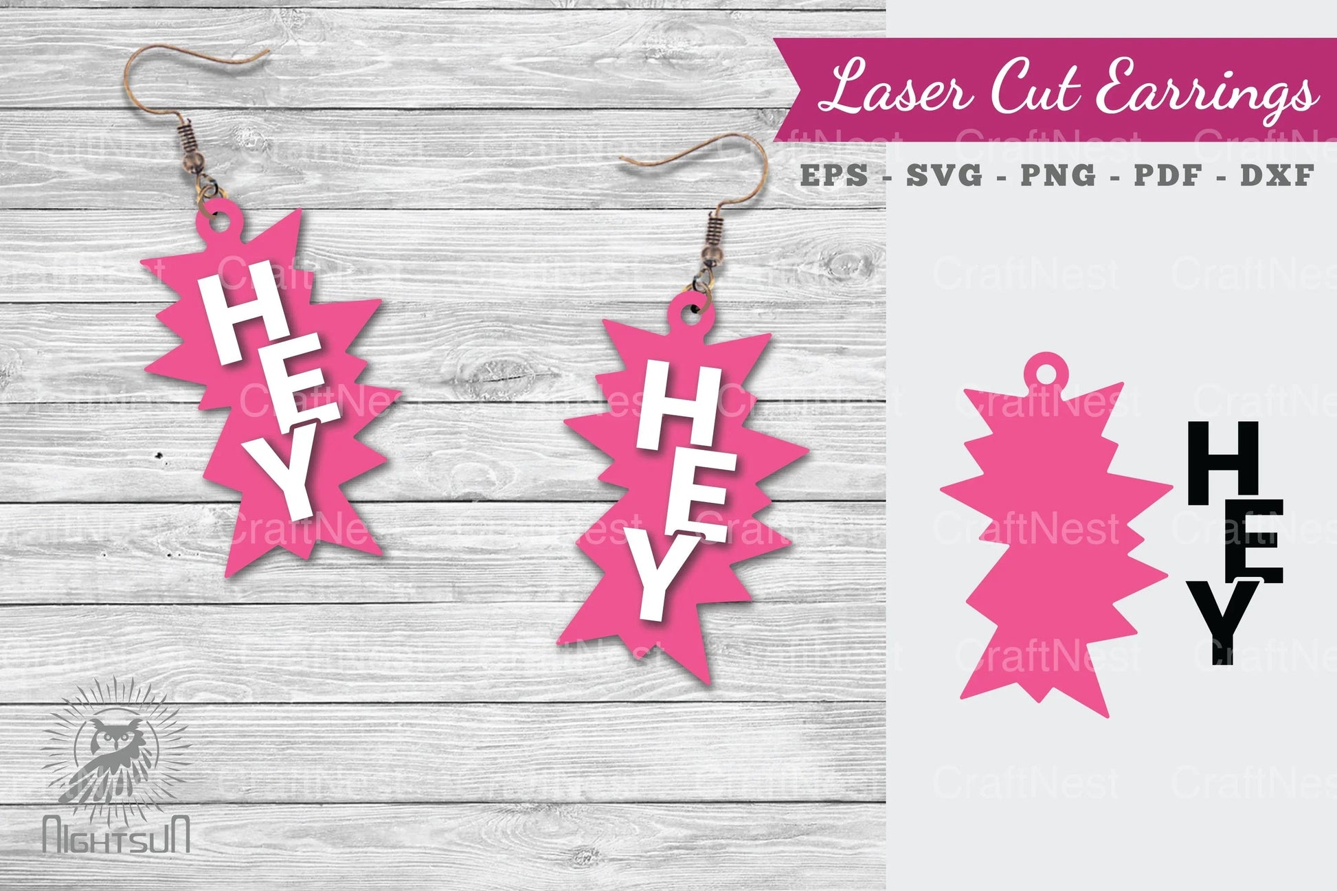Hey Laser Cut Earrings SVG Bundle - CraftNest - Digital Crafting and Art