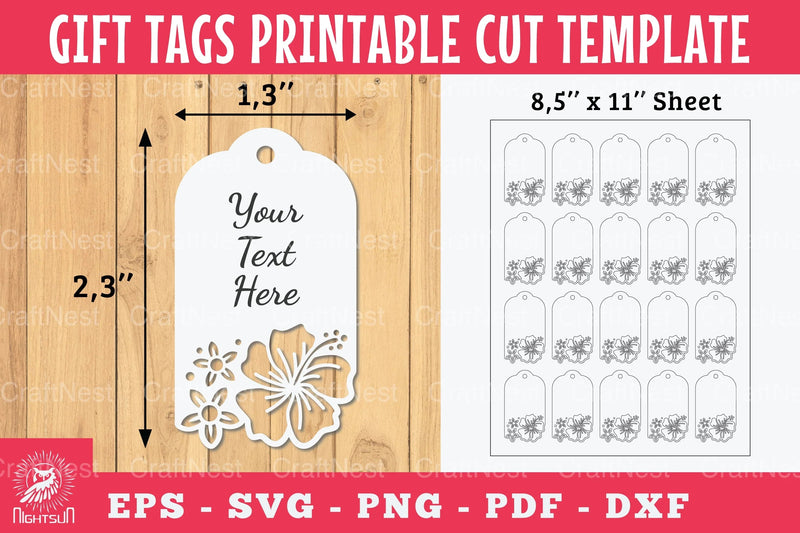 Hibiscus Flower Gift Tags Printable Bundle - CraftNest - Digital Crafting and Art