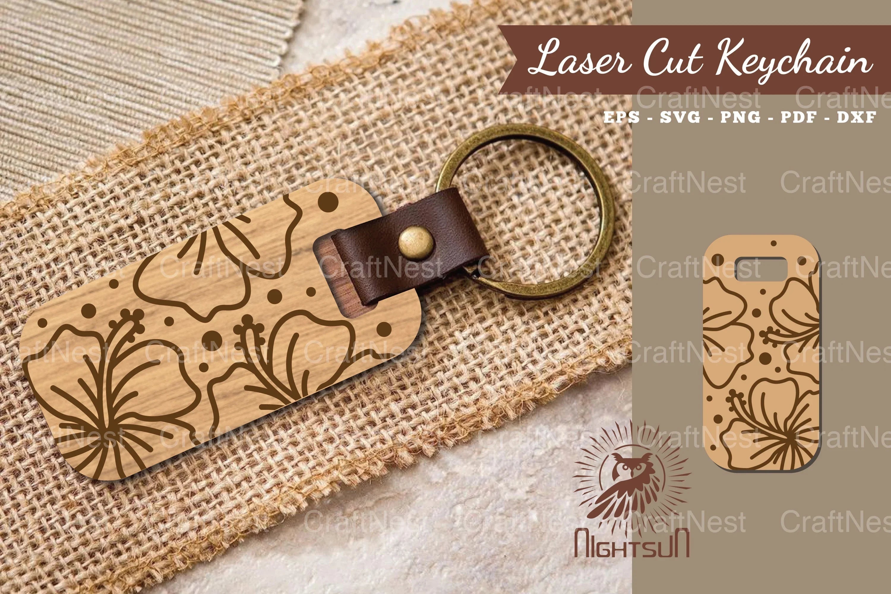 Hibiscus Flower Laser Cut Keychain Design Bundle - CraftNest - Digital Crafting and Art