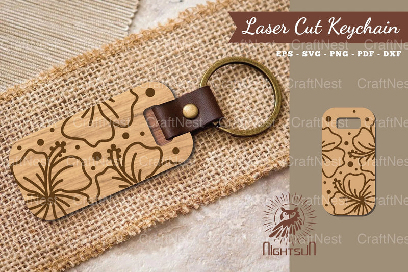 Hibiscus Flower Laser Cut Keychain Design Bundle - CraftNest - Digital Crafting and Art