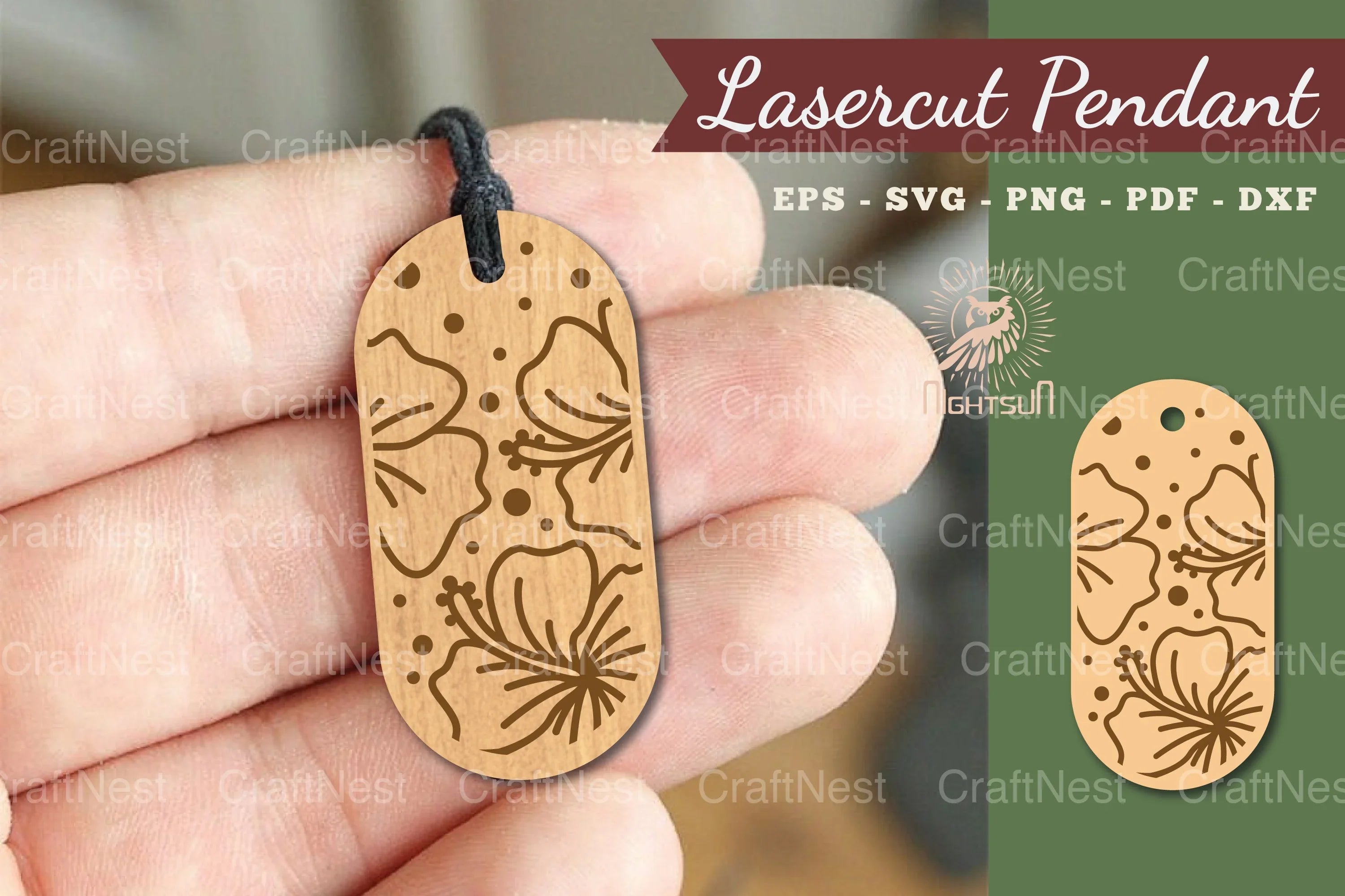 Hibiscus Flower Lasercut Pendant Design Bundle - CraftNest - Digital Crafting and Art