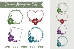 Hibiscus Flower Monogram Clipart Bundle - CraftNest - Digital Crafting and Art