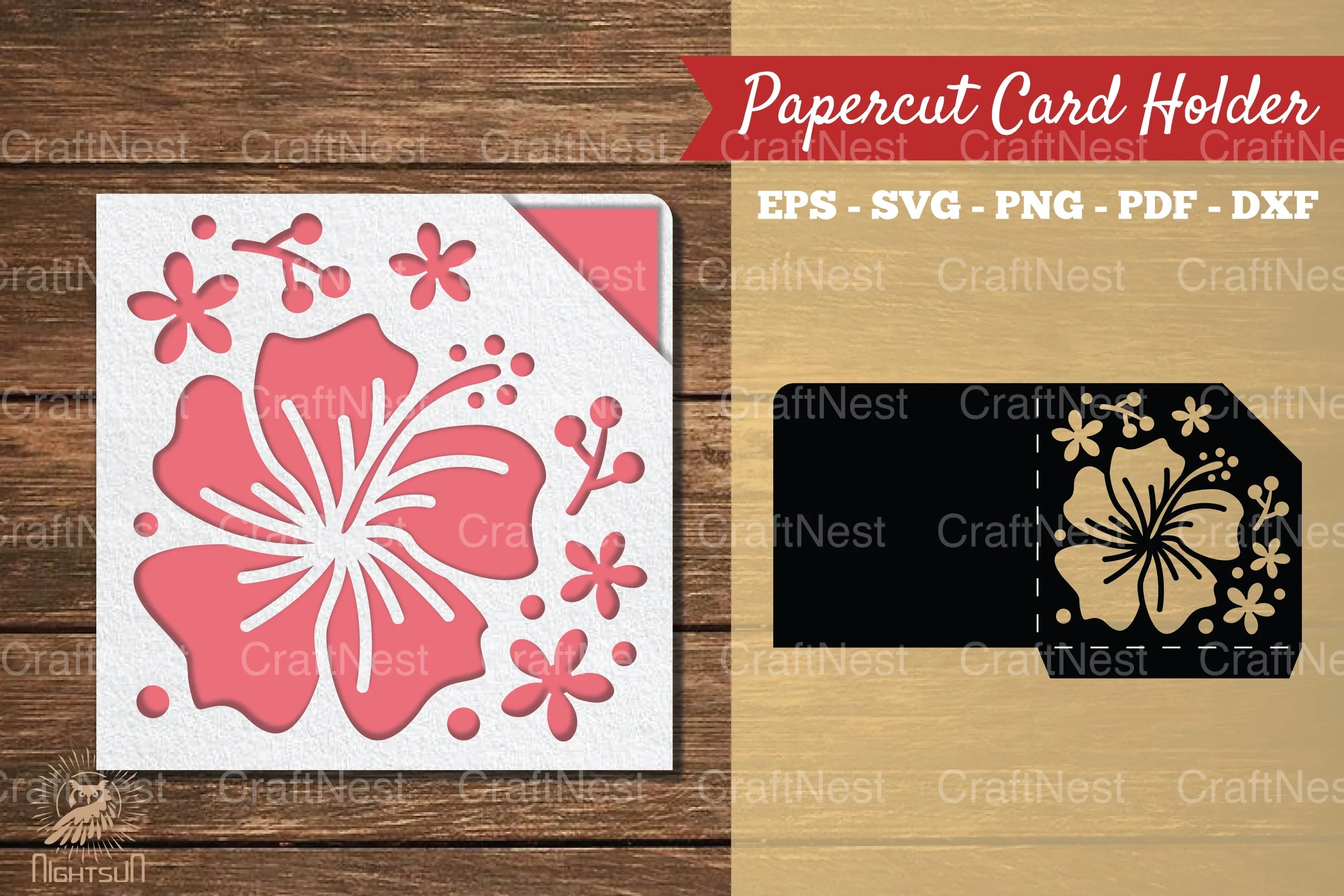 Hibiscus Flower Papercut Card Holder Clipart Bundle - CraftNest - Digital Crafting and Art