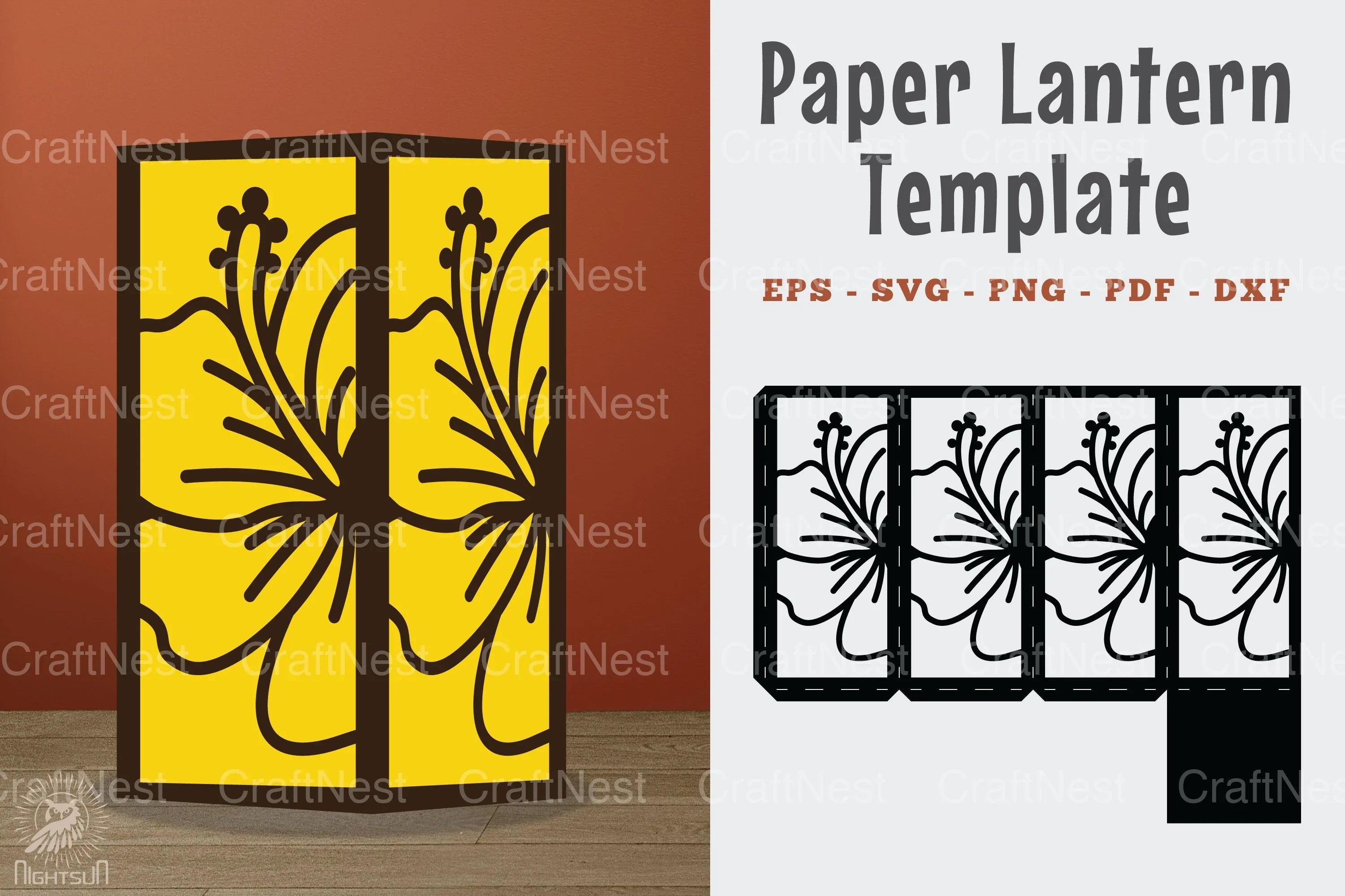 Hibiscus Flower Papercut Lantern Template Bundle - CraftNest - Digital Crafting and Art