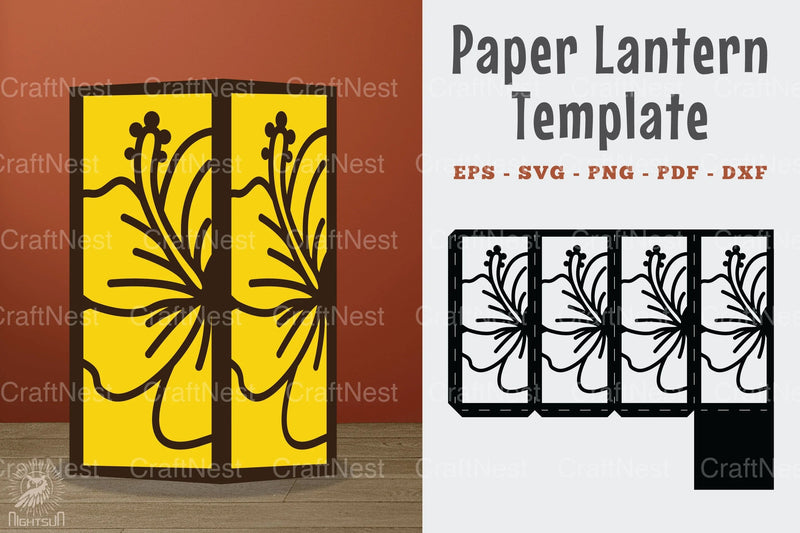 Hibiscus Flower Papercut Lantern Template Bundle - CraftNest - Digital Crafting and Art