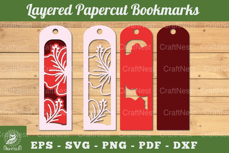 Hibiscus Flowers Bookmark SVG Bundle - CraftNest - Digital Crafting and Art