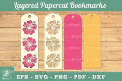 Hibiscus Flowers Layered Papercut Bookmark Clipart Bundle - CraftNest - Digital Crafting and Art