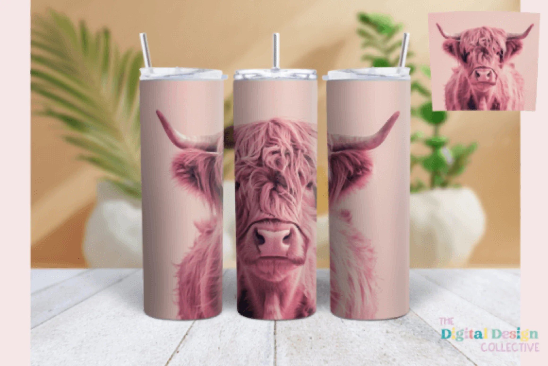 Highland Cow Pink Tumbler Wrap Bundle - CraftNest - Digital Crafting and Art